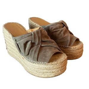 Marc Fisher Womens Aida Alpaca Wedges Platform Espadrilles Slip on Suede Sz 7